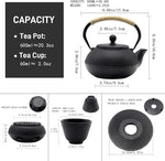Load image into Gallery viewer, Japanese Tetsubin Tea Kettle Set with Cups, Cast Iron Teapot with Stainless Steel Infuser and Enameled Interior (900ml)