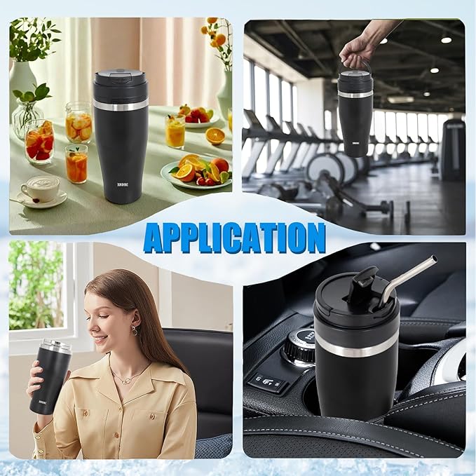 Ice Shave 2-in-1 Stainless Steel Vacuum Tumbler & Cordless Blender - 28oz, Leak Resistant, Cold 24Hrs/Ice 2 Days, 120 Watts with Waterproof Charging - For Smoothies, Home/Office/Car, Black