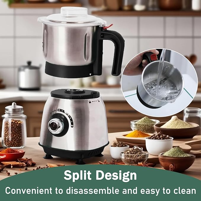 Electric Grinder for Kitchen - 500W Grain Mill with 3 Stainless Steel Blades, Versatile Spice Grinder for Coffee, Grinding Spices, Bean, Grains, Nuts (Black)