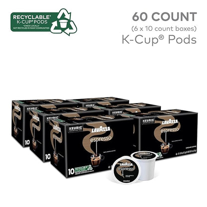 Lavazza Espresso, Single-Serve Keurig K-Cup Pods, Medium Roast Coffee, 60-Count Box (6 Packs of 10)