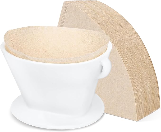 Segarty Camping Coffee Dripper Set, Collapsible White Silicone Coffee Maker with 200PCS Disposable Coffee Filter Cone Paper, Single Serve Dripping Brewer for Travel Backpacking