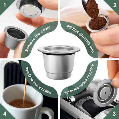 LIHONG Stainless Steel Reusable Coffee Pods, Reusable Coffee Capsules, Reusable Espresso Pods Compatible with Original Line