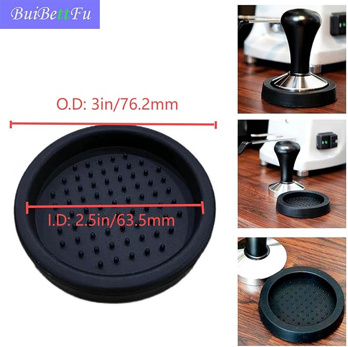 Coffee Knock Box Shock-Absorbent Durable Barista Style Knock Box With Removable Knock Bar and Non-Slip Base Gift 3 Inch Food Grade Silicone Coffee Tamper Mat (Round Coffee Tamper Mat)