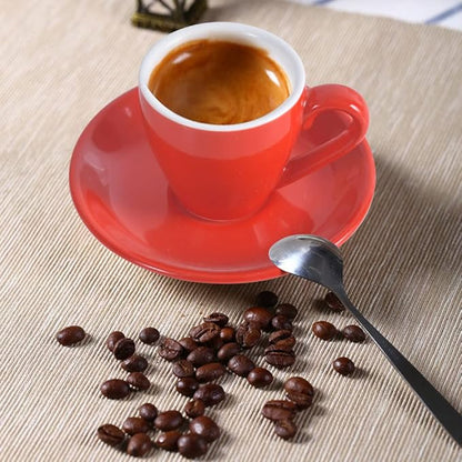 Porcelain Espresso Cup with Saucer, Espresso shot Cup, 80ml/2.7Oz, Red…