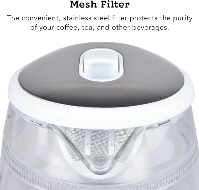 Tribest GKD-450 Hot Water Kettle, Electric Water Boiler & Water Warmer with Glass Tea Kettle, 110V, White