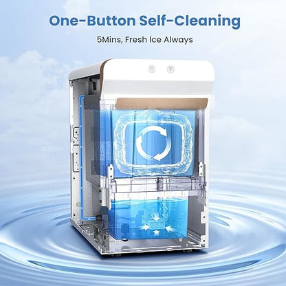 Gevi V2.0 Quiet Countertop Nugget Ice Maker, Self-Cleaning Chewable Pellet Ice Machine, 38 lbs/24H, Energy-Efficient, White
