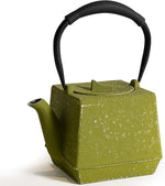 Load image into Gallery viewer, Cast iron Teapot, Tea Kettle for Stovetop Safe with Stainless Steel Infuser,Japanese Hand-made Square Tea Pot Coated with Enameled Interior for 27oz,780ml Green