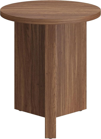 Henn&Hart 20" Wide Round Side Table in Satin Walnut, for Home, Living Room, Bedroom, Entertainment or Office