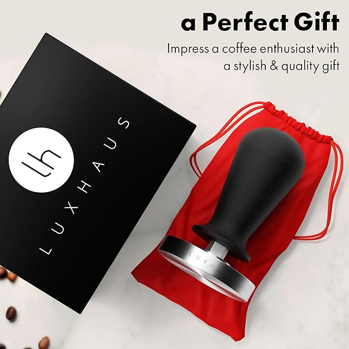 LuxHaus Espresso Tamper - 51mm Calibrated Coffee Tamper for Espresso Machine with Spring Loaded 100% Flat Stainless Steel Base