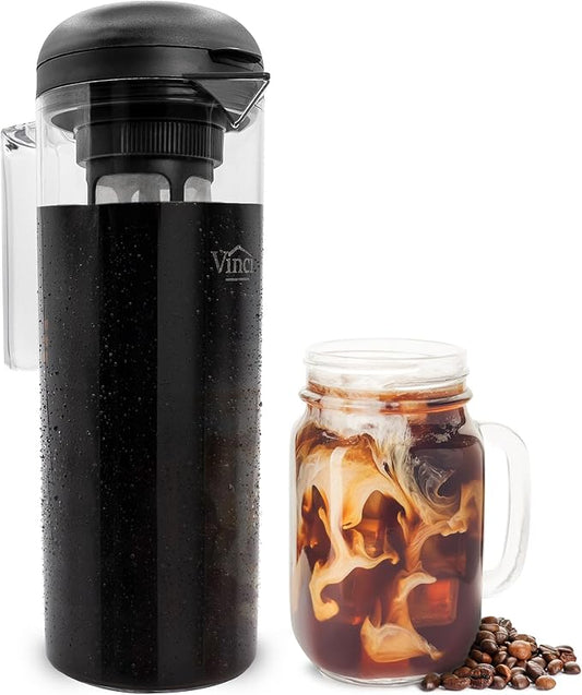 VINCI Cold Brew 360, 1.4L Cold Brew Coffee Maker Featuring Patented Dual Filter 360 Brewing Technology, Cold Brew Pitcher for Iced Coffee
