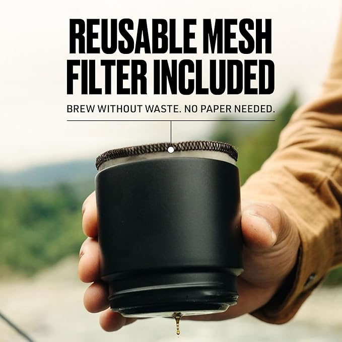 Nest Pour Over Coffee Kit | Coffee Maker for Camping | All-In-One Travel Pour Over | Transportable Dripper, Two 10oz Stainless Steel Travel Mugs | Compact Storage & Adventure Ready | Black