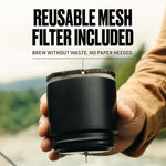 Load image into Gallery viewer, Nest Pour Over Coffee Kit | Coffee Maker for Camping | All-In-One Travel Pour Over | Transportable Dripper, Two 10oz Stainless Steel Travel Mugs | Compact Storage &amp; Adventure Ready | Black