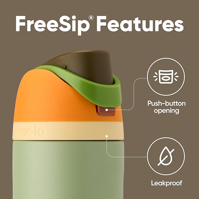 Owala FreeSip Insulated Stainless Steel Water Bottle with Straw, BPA-Free Sports Water Bottle, Great for Travel, 24 Oz, Camo Cool