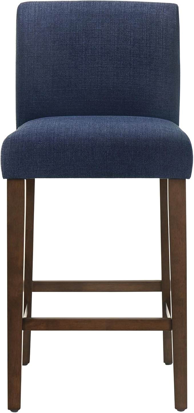 CHITA Counter Height Bar Stools Set of 3, 27" H Seat Height Upholstered Barstools, Fabric in Midnight Blue