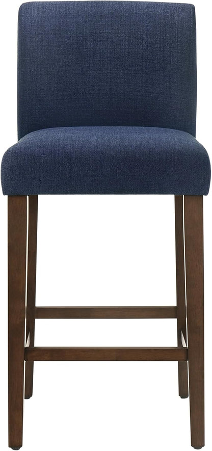 CHITA Counter Height Bar Stools Set of 3, 27" H Seat Height Upholstered Barstools, Fabric in Midnight Blue