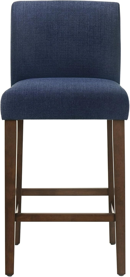 CHITA Counter Height Bar Stools Set of 3, 27" H Seat Height Upholstered Barstools, Fabric in Midnight Blue