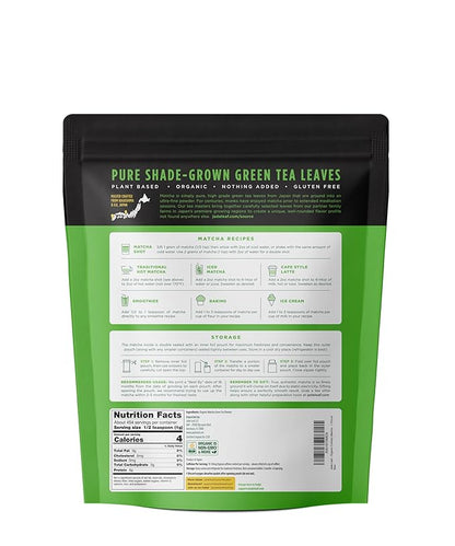 Jade Leaf Matcha Organic Culinary Grade Green Tea Powder - Farm Direct Second Harvest for Blending and Cooking - Authentic Japanese Origin (1 Pound Bulk Resealble Pouch)