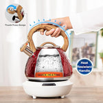 Load image into Gallery viewer, Tea Kettle, Toptier Teapot Whistling Kettle with Wood Pattern Handle Loud Whistle, Food Grade Stainless Steel Tea Pot for Stovetops Induction Diamond Design Water Kettle, 2.7-Quart Red