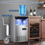 Load image into Gallery viewer, 140Lbs/24H Ice Maker Machine with 30Lbs Ice Capacity for Commercial &amp;Home use, 50Pcs Clear Ice Cubes per Round in 11-20Mins, Stainless Steel Under Counter Freestanding Ice Machine Maker