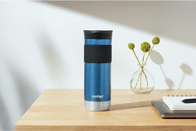 Contigo Byron Vacuum-Insulated Stainless Steel Travel Mug, 20oz - Leak-Proof Lid, BPA-Free, Blue Corn - Perfect Reusable Cup for Coffee or Water; hot and cold beverage holder (Pack of 4)