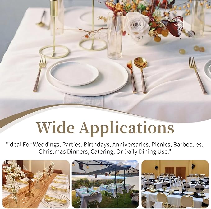 10 Pack White Table Cloth Rectangle Table Cloths for 8 Foot Rectangle Tables 60 X 126 Inch Washable Polyester Table Covers, Reusable & Wrinkle Resistant for Weddings, Parties, Events, and Everyday Use