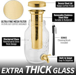 Load image into Gallery viewer, Zulay Kitchen 1.5 Liter Cold Brew Coffee Maker with EXTRA-THICK Glass Carafe &amp; Stainless Steel Mesh Filter - Premium Iced Coffee Maker, Cold Brew Pitcher &amp; Tea Infuser (Gold)