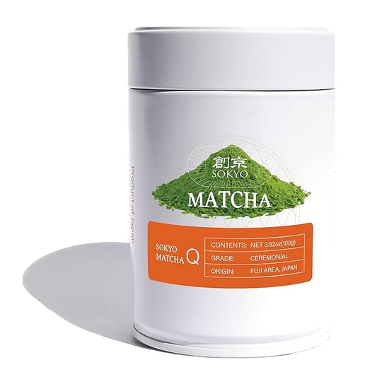 SOKYO ceremonial matcha powder series Rich and full-bodied flavor powdered green tea Japanese matcha (3.52oz / 100g, Fuji Ceremonial Q)