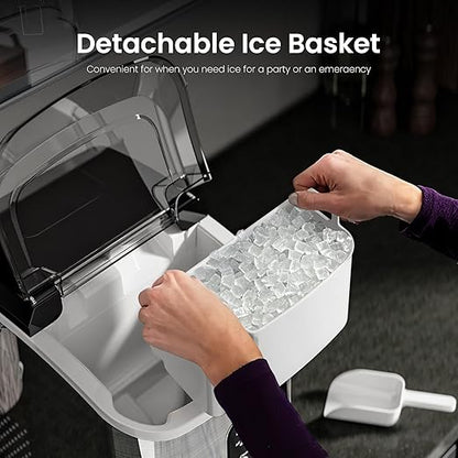Kismile Nugget Ice Makers Countertop, Portable Sonic Ice Machine with Self-Cleaning/One-Click Operation for Home/Office(Silver)