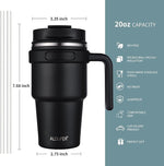 Load image into Gallery viewer, ALOUFEA 20 oz Insulated Coffee Mug Tumbler with Handle, Stainless Steel Travel Mug Tumbler with Lid and Straw,Double Wall Vacuum Leak Proof Ice Coffee Thermal Cup, Sky Blue