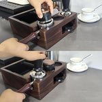 Load image into Gallery viewer, Espresso tamping station and knock box,Wooden portafilter holder,Espresso organizer station box,Tamping station fit for storage 51/54/58mm coffee accessories,Multifunctional espresso station