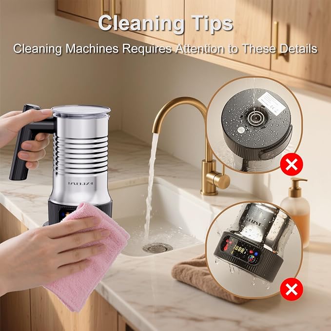 Milk Frother and Steamer, 4 in 1 Milk Frother Electric with LED Temp Display, Warm and Cold Automatic Foam Maker Stainless Steel with Touch Screen for Coffee, Latte, Cappuccino, Hot Chocolate