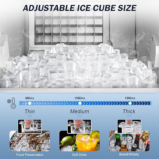 120LBS/24H High Output - Commercial Under Counter Ice Maker with 30LBS Storag e- Reversible Door, Built-in/Freestanding Design, Self-Cleaning & 24H Timer - for Home Bars, Restaurants & Commercial Use