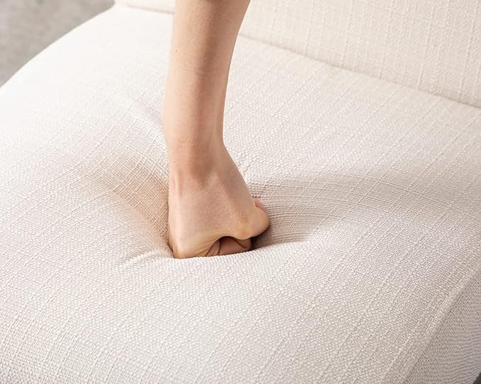 CIMOTA Modern Dining Chairs Set of 2, Upholstered Dining Room Chairs Armless Guest Side Chair with Chrome Base for Dining Room/Kitchen, Beige, 2PCS