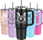 Load image into Gallery viewer, Personalized 40 Oz Tumbler with Handle, Made in USA Custom Tumbler With Name - Lid and Straw, Stainless Steel Coffee Tumbler Travel Coffee Mug Cup, Personalized Gift for Women Men Birthday