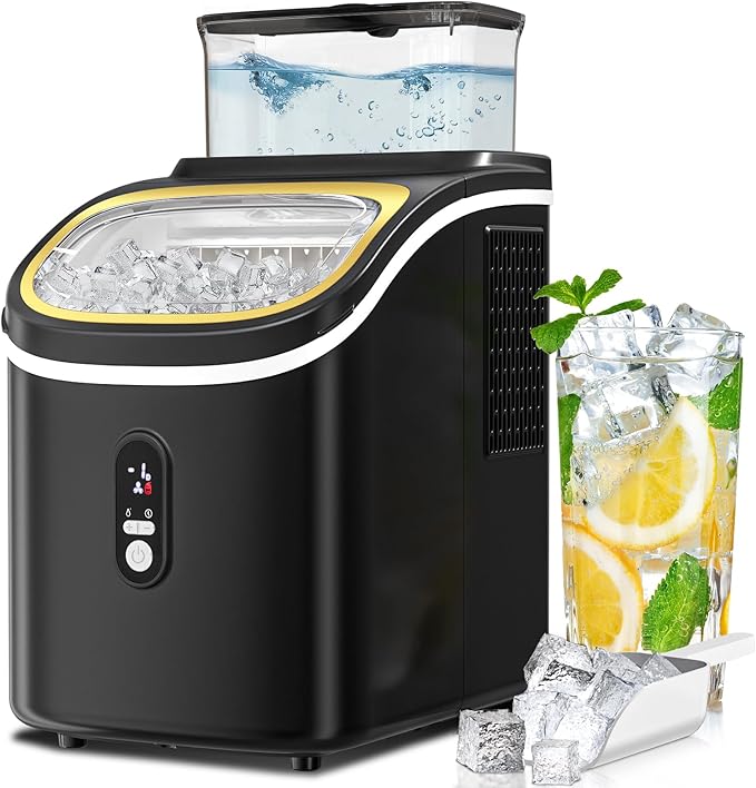 Countertop Ice Cube Maker Machine with External Water Tank,16Pcs/5Mins,34Lbs/Day,2 Ways to Add Water,Portable Compact Small Ice Maker with Auto-Cleaning,Perfect for Home/Kitchen/Camping/RV