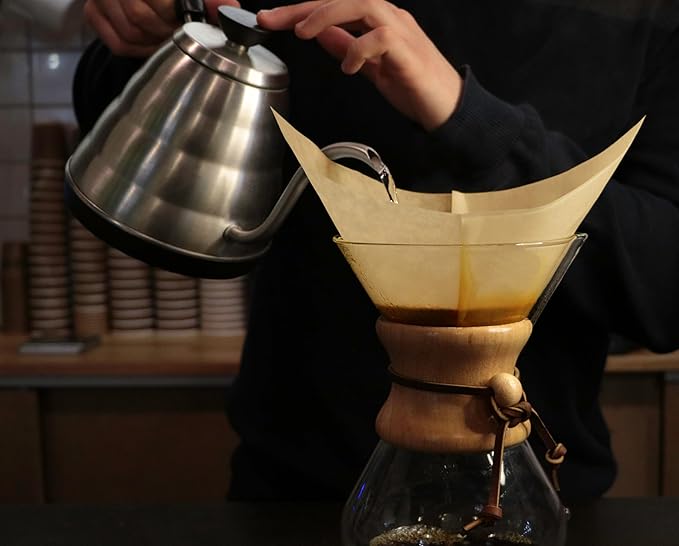 AGOGO Pour Over Coffee Maker Set Glass Coffee Maker with 50pcs Filter Paper -for Home, Office, Camping, Cafes - Easy Clean Coffee Dripper Set (Rag&Brush Included) (8 Cup/28 oz)