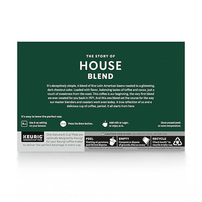 Starbucks K-Cup Coffee Pods, Medium Roast Coffee, House Blend for Keurig Brewers, 100% Arabica, 6 boxes (60 pods total)
