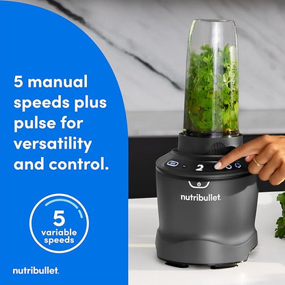 nutribullet® SmartSense Blender Combo, 1400W, 64oz Pitcher, 32oz & 24oz Cups, 5-Speed, Smoothies, Ice and Frozen Fruit, Nut Milk, Soup, Gunmetal Gray, NBF50700