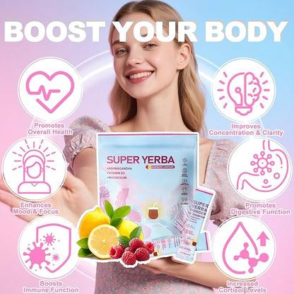 Super Yerba Mate Instant Powder Variety Pack - Citrus, Lemon & Grapefruit Flavors | 30 Servings Each | Energy Boost, Mental Clarity, Gut Health & Satiety | Prebiotics, Probiotics, Hot & Cold Brew, Portable (Lemon)