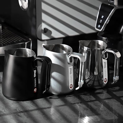 Bincoo Espresso Milk Frothing Pitcher Stainless Steel 20oz/600ML Coffee Milk Frother Cup-Milk Frothing Pitcher with Measurement Lines,Ergonomic Handle for Latte Art & Cappuccin(Steel)