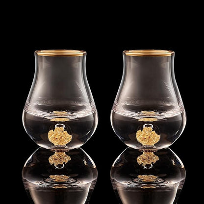 【2025 New Design】DUJUST‌ Elegant Curvaceous Shot Glass(1.5oz), Crystal Shot Glass Set Decorated with 24K Gold Leaf Flakes BPA-Free & Lead-Free, Perfect for Décor & Collection, Gift Choices - 2 pcs