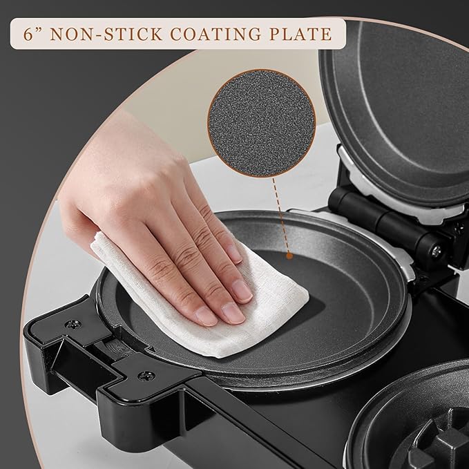 Mini Waffles Maker with 8 Removable Plates, 4 in 1 Double Small Waffle Maker Mini- Waffle, Heart Waffle, Pancake, Donut, 5" Non Stick Waffle Iron for Kid, Use One/Both Sides By the Button On the Back