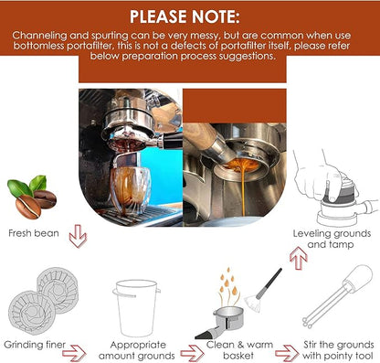 54mm Bottomless Portafilter Compatible with Breville Barista Series and Machines (Filter Basket Included)