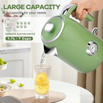 Load image into Gallery viewer, Pukomc Electric Kettle,1.7L Stainless Steel Electric tea kettle with Temperature Gauge, Fast Boiling, Auto Shut - off, BPA - Free, Boil - Dry Protection, (Retro Green)