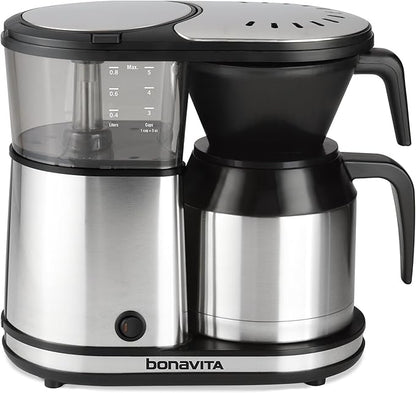 Bonavita 5 Cup Drip Coffee Maker Machine, One-Touch Pour Over, Auto Pause Brewing with Stainless Steel Double Wall Thermal Carafe, SCA Certified, Dishwasher Safe, BV1500TS