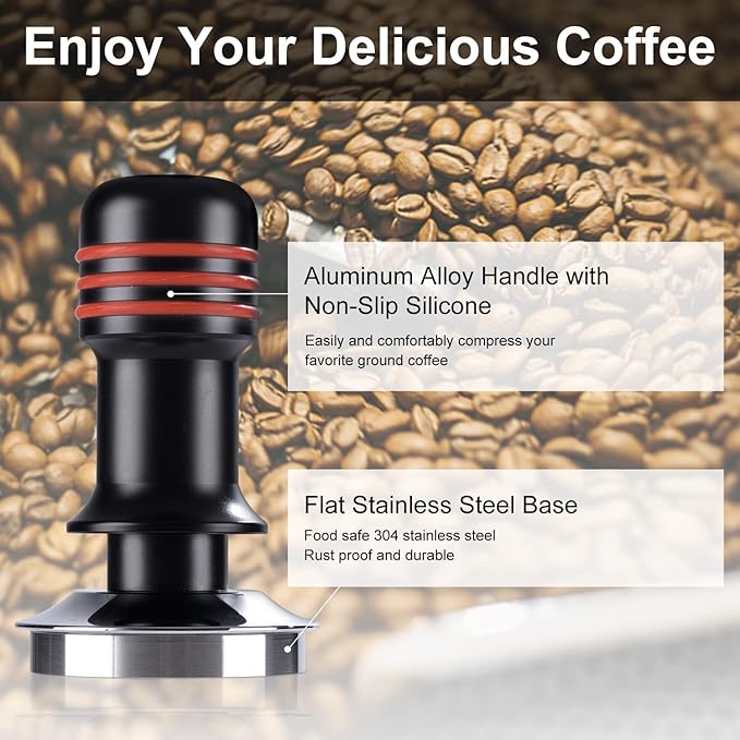 Espresso Tamper 51mm, Coffee Tamper with 30lbs Spring Loaded, Hand Press Tamper Tool for 51mm Portafilter, Calibrated Tamper for Espresso Machine, Black