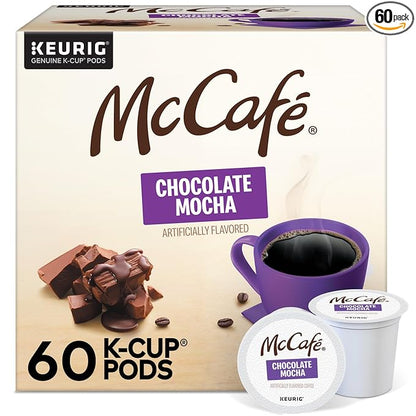 McCafe Chocolate Mocha, Single Serve Coffee Keurig K-Cup Pods, Flavored Coffee, 60 Count, (6 Packs of 10)