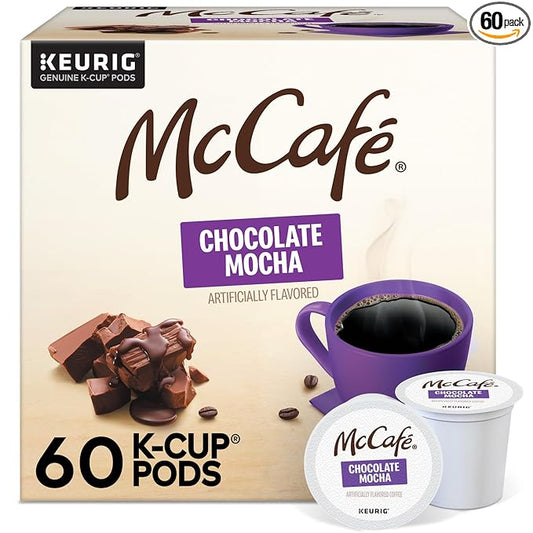 McCafe Chocolate Mocha, Single Serve Coffee Keurig K-Cup Pods, Flavored Coffee, 60 Count, (6 Packs of 10)