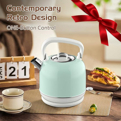 Electric Tea Kettle, 1500W Electric Kettle for Boiling Water, Food Grade Stainless Steel 2L Tea Kettle with Ergonomic Handle, Hot Water Boiler Auto Shut-off, Boil-Dry Protection