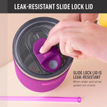 Load image into Gallery viewer, THERMOS Stainless Steel Cup Holder Mug - 40 Ounce, Plum - Insulated Tumbler with Lid and Straw, Plus Leak-Resistant Slide Lock